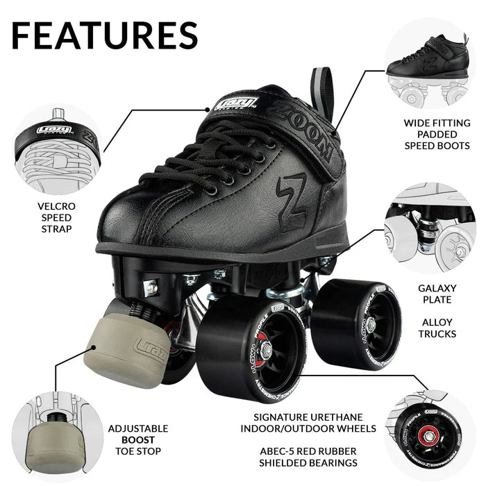 Crazy Zoom Black Roller Skates