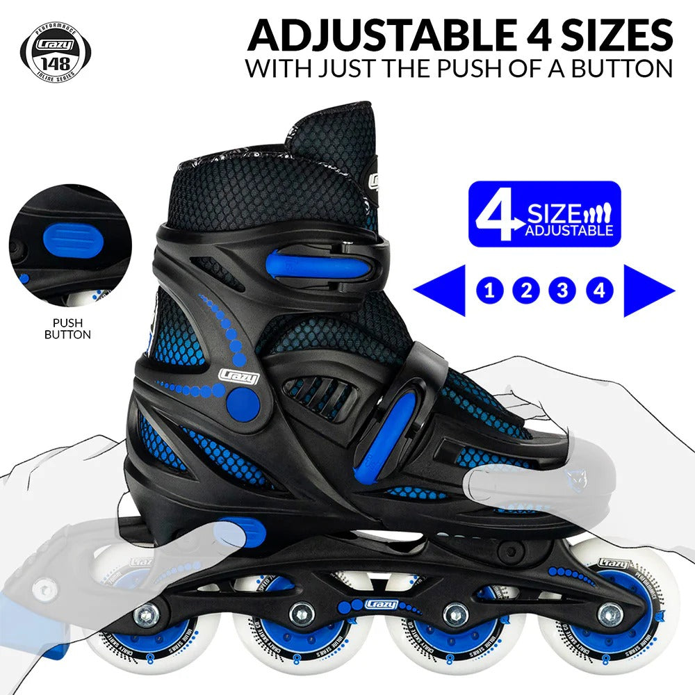 Crazy 148 Black Adjustable Roller Blades