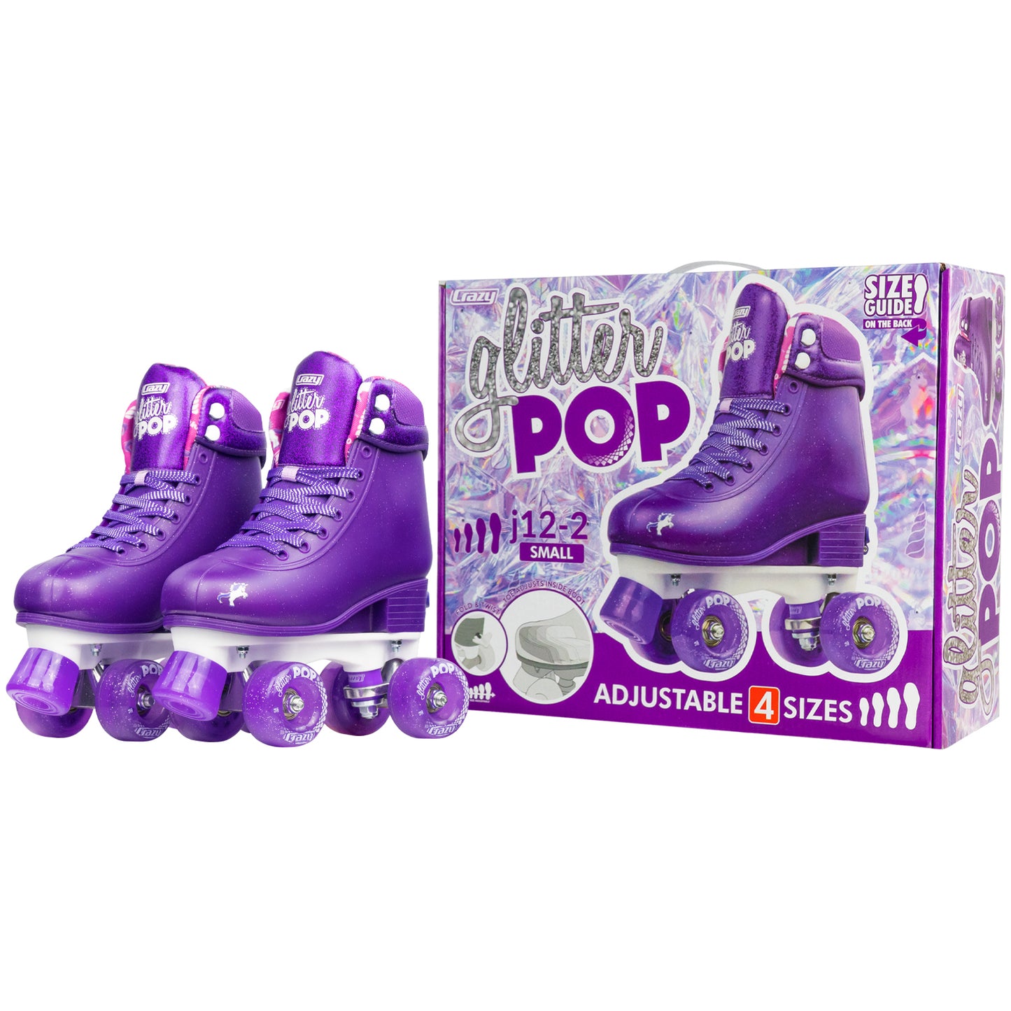 Glitter Pop Adjustable Roller Skates Purple