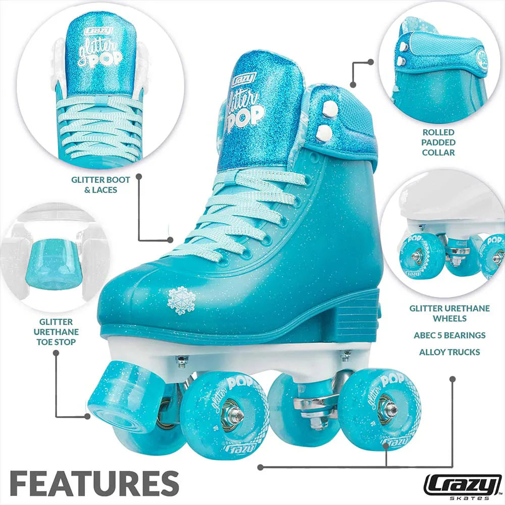Glitter Pop Adjustable Roller Skates Teal