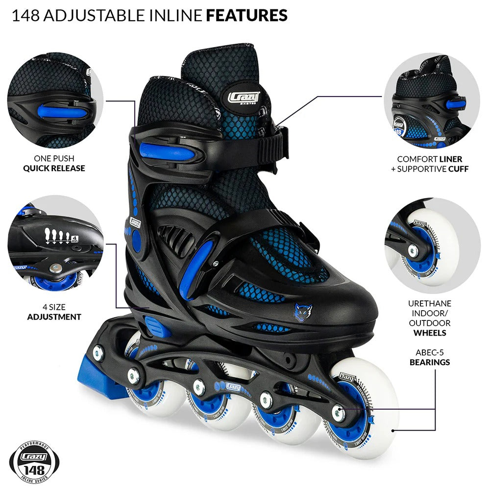 Crazy 148 Black Adjustable Roller Blades