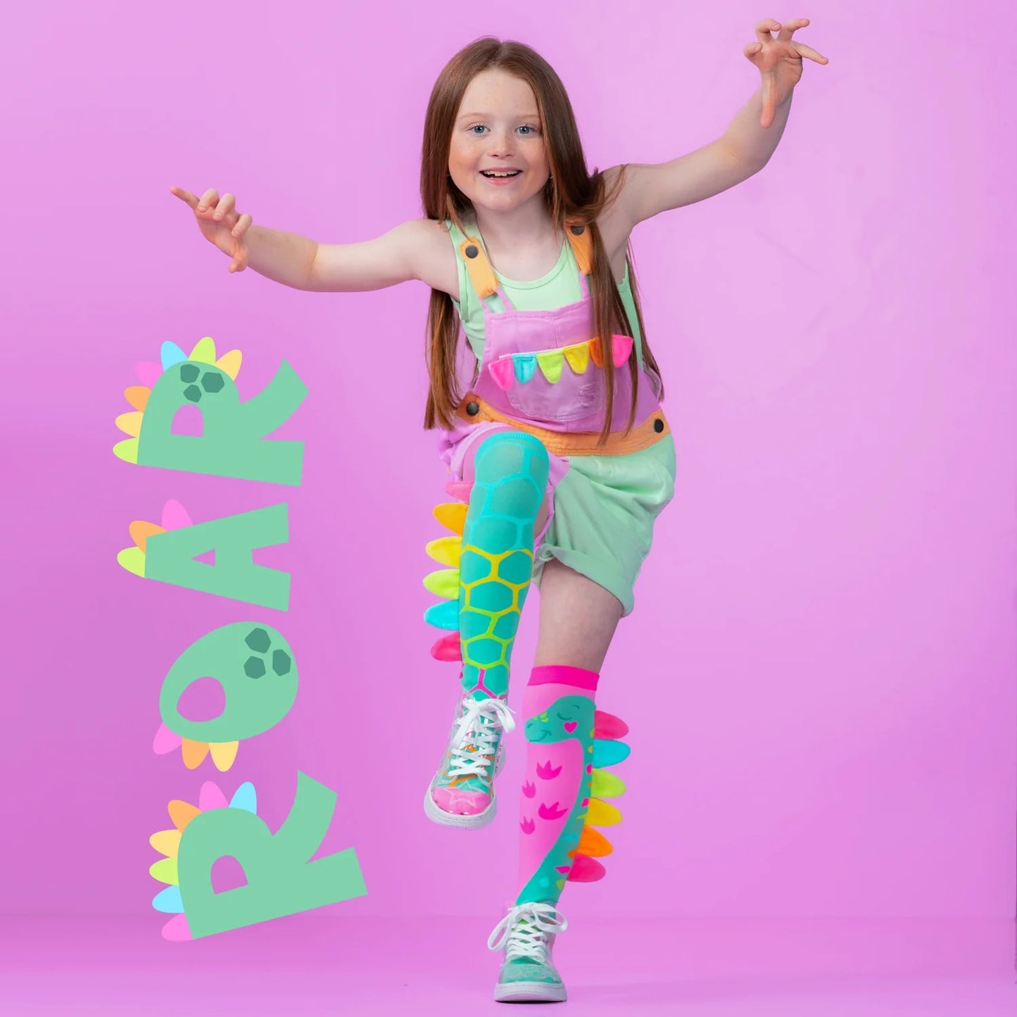 Pink Roar Dino Socks